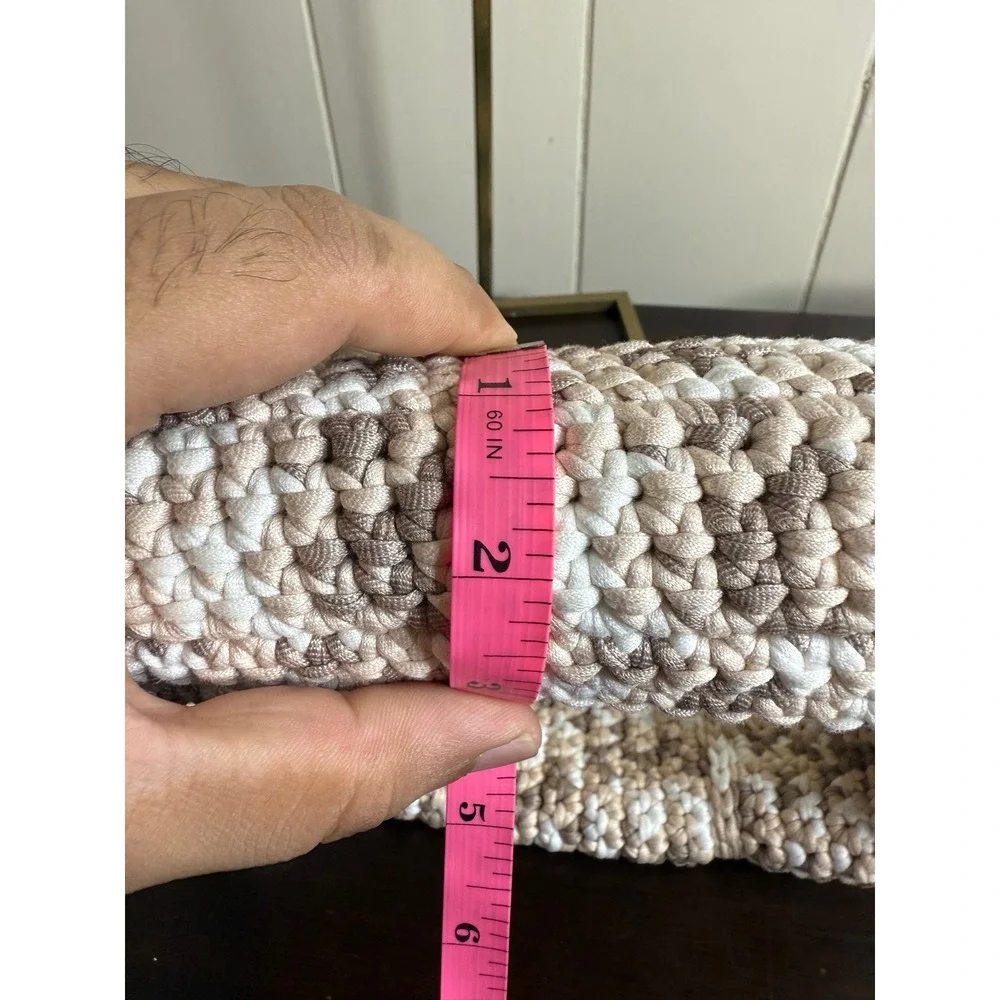Crochet Handbag Shoulder Bag Women's Knit Purse Beige Brown White Woven Hobo